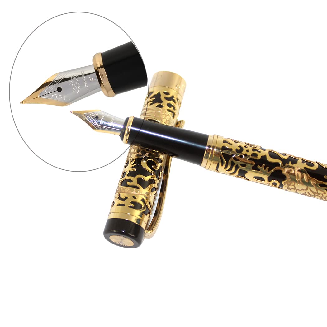 zoohot Jinhao Fountain PEN 5000 Chinese Dragon Golden with Black