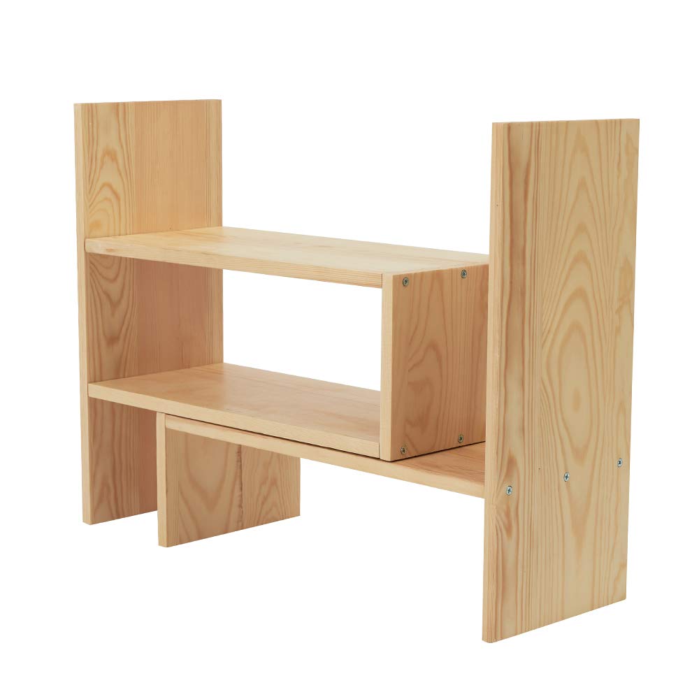Liry Products Beige Adjustable Extendable Natural Wood Desktop Organizer Caddy Desk Organizer