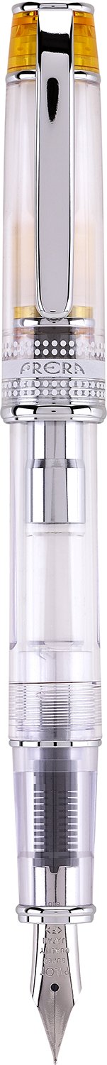 PILOT Prera Fountain Pen, Clear Barrel with Orange/Silver Accents, Medium Nib (60824)