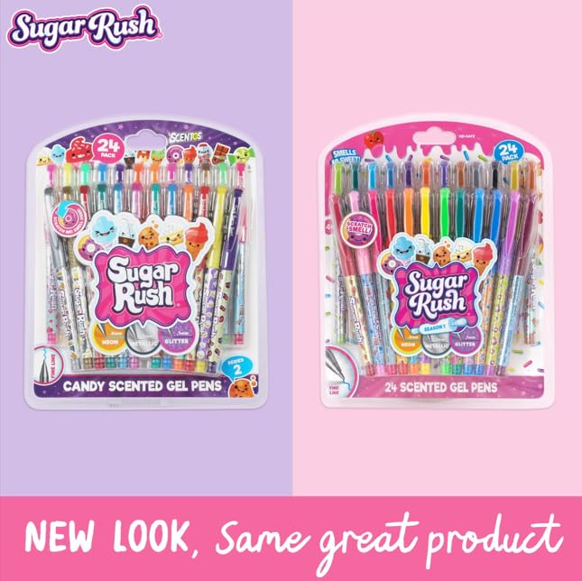Scentos Glitter Gel Pens for Kids - Candy Scented Pens 24 Count, Sparkle Metallic Gel Pens for