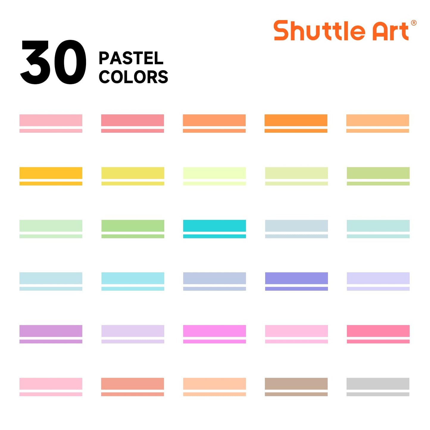 Shuttle Art 30 Colors Highlighters, Pastel Highlighter Pens Assorted Colors, Dual Tip Mild Color
