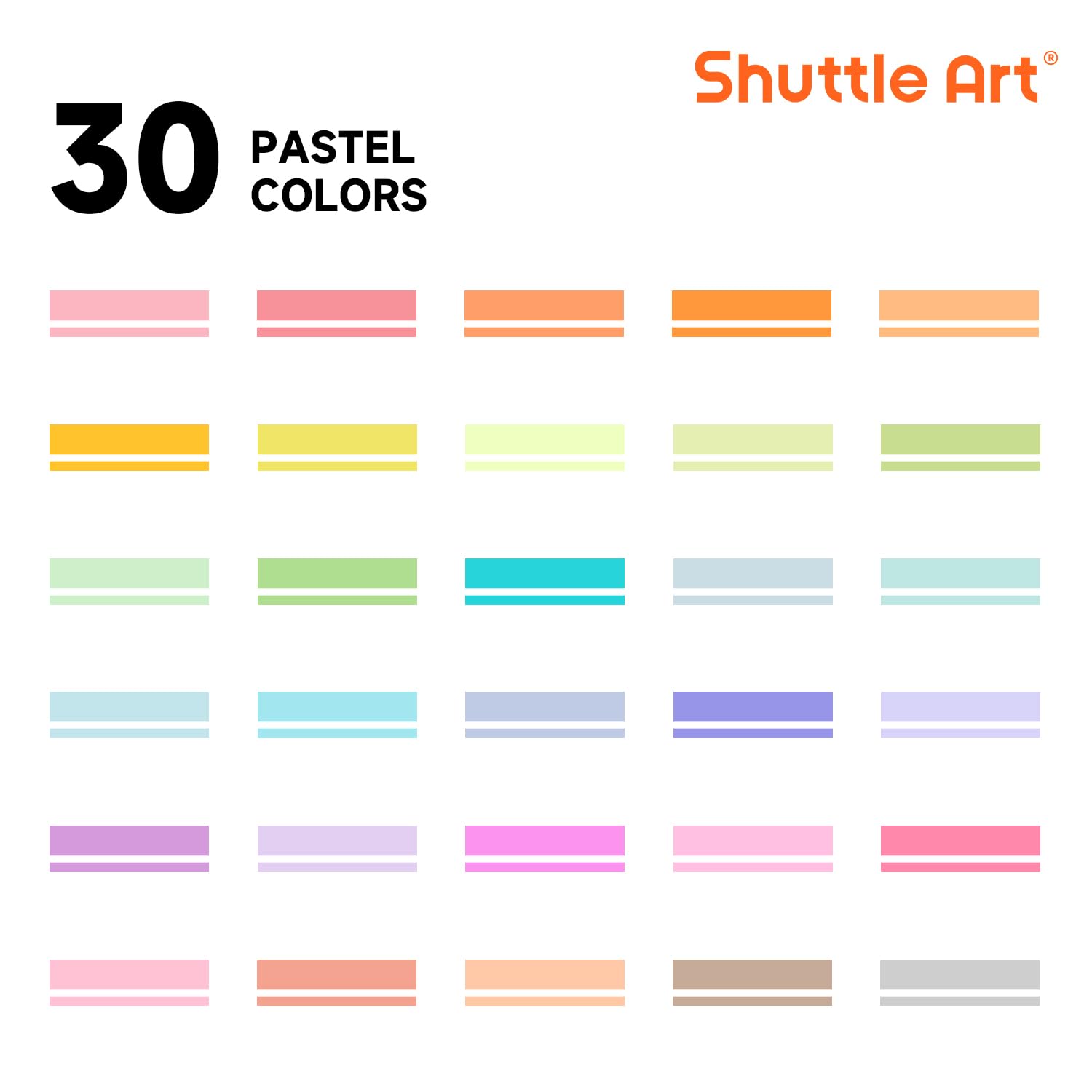 Shuttle Art 30 Colors Highlighters, Pastel Highlighter Pens Assorted Colors, Dual Tip Mild Color