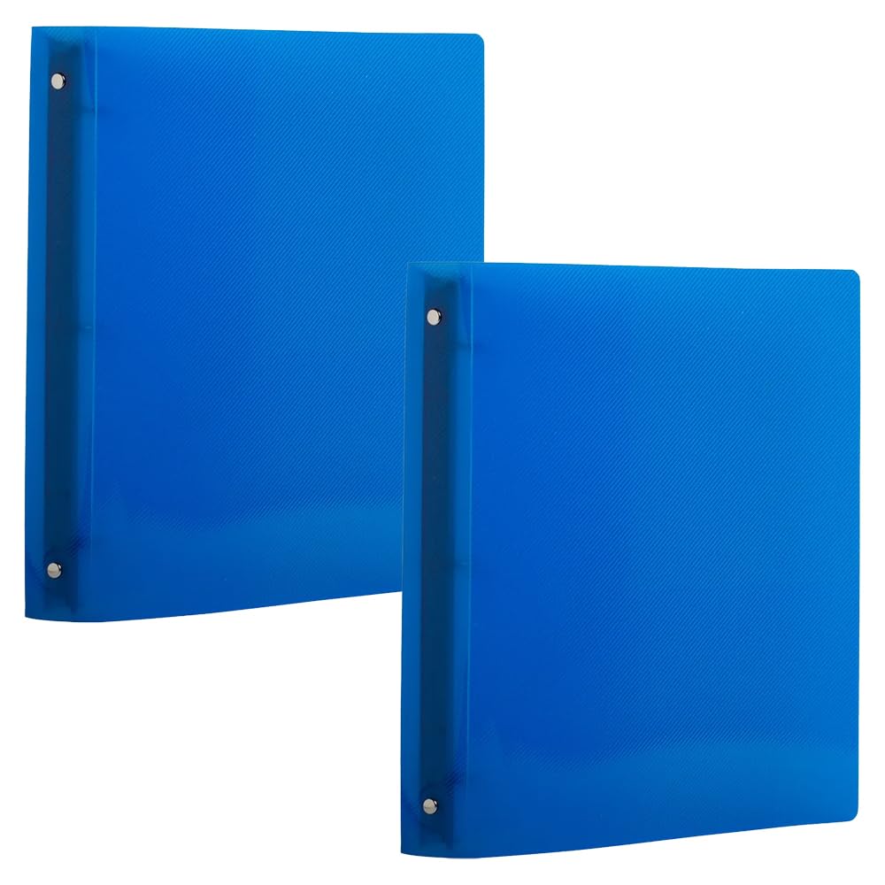 JAM PAPER Plastic 1 inch Binders - Blue 3 Ring Binders - 2/Pack