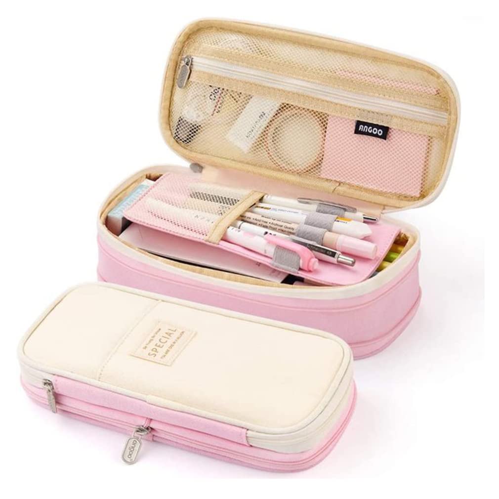 iSuperb Foldable Pencil Case Zipper Big Capacity Aesthetic Canvas Pencil Pouch Compartments