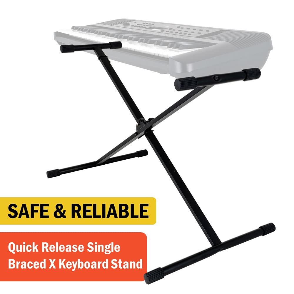 Stage Rocker Single-X Style Classic Folding Keyboard & Digital Piano Stand, Adjustable Width &