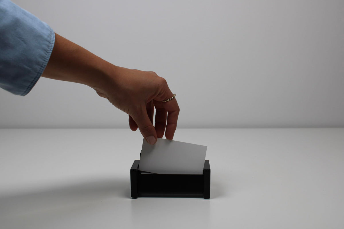 'Wedo 634401 Black Office Acrylic Glass Business Card Holder with Rubber Feet for Cards up to 9 cm