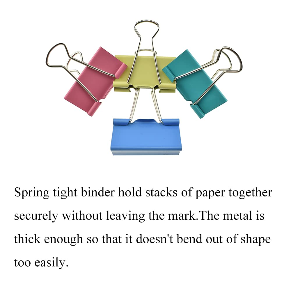 HAHIYO Binder Clips Paper Clamps Spring Steel Sturdy Large 1.57 inches Width 0.51 Inch Capacity No