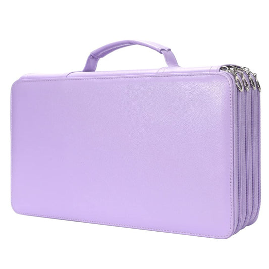 Vomgomfom 300 Slots Marker Case 4-Layer PU Leather, Handle, Purple