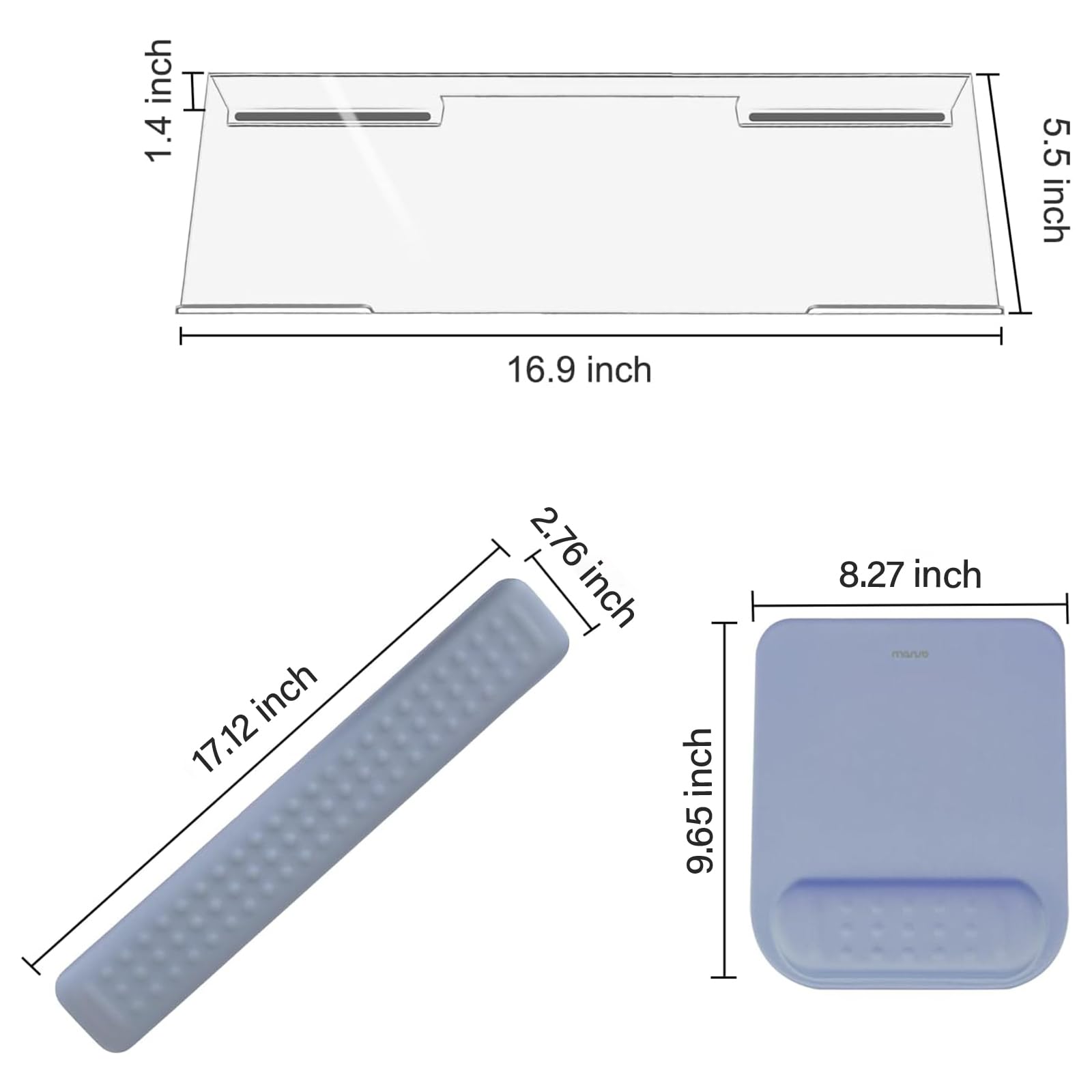 MOSISO Keyboard Stand&Wrist Rest Support for Keyboard &Mouse Pad Set