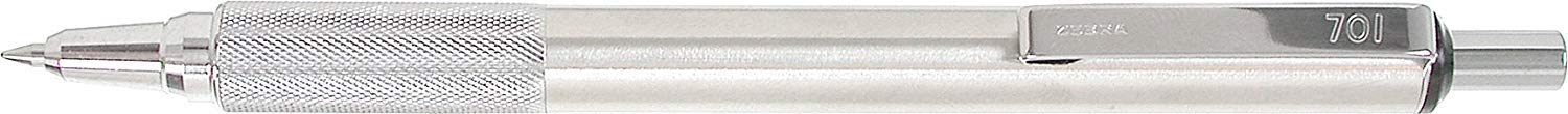 Zebra 29411 F-701 Ballpoint Stainless Steel Retractable Pen, Fine Point, 0.8mm, Black Ink (4)