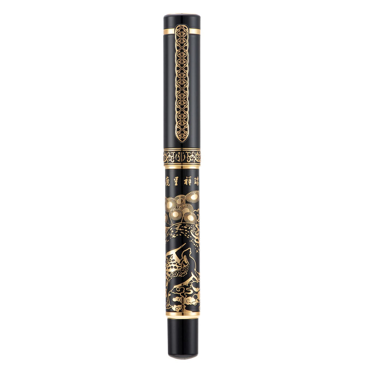 HONG DIAN 8037 Chinese Classical Fountain Pen, Iridum Fine Gold Nib with Chinese Deer Totem Design