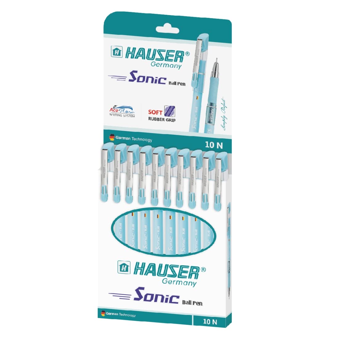 Hauser Germany Sonic Ball Pen Wallet Pack|0.7 Mm Tip Size|Attractive Foiled Body With Soft Rubber