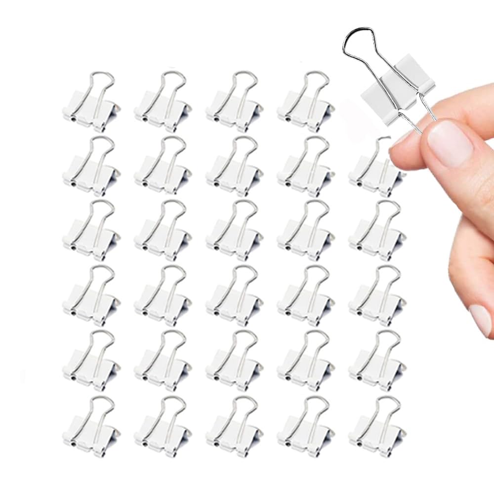 Binder Clips Width 1 Inch Capacity 0.47 Inch White 36 PCS with Storage boxs, Binder Clips 25mm 1