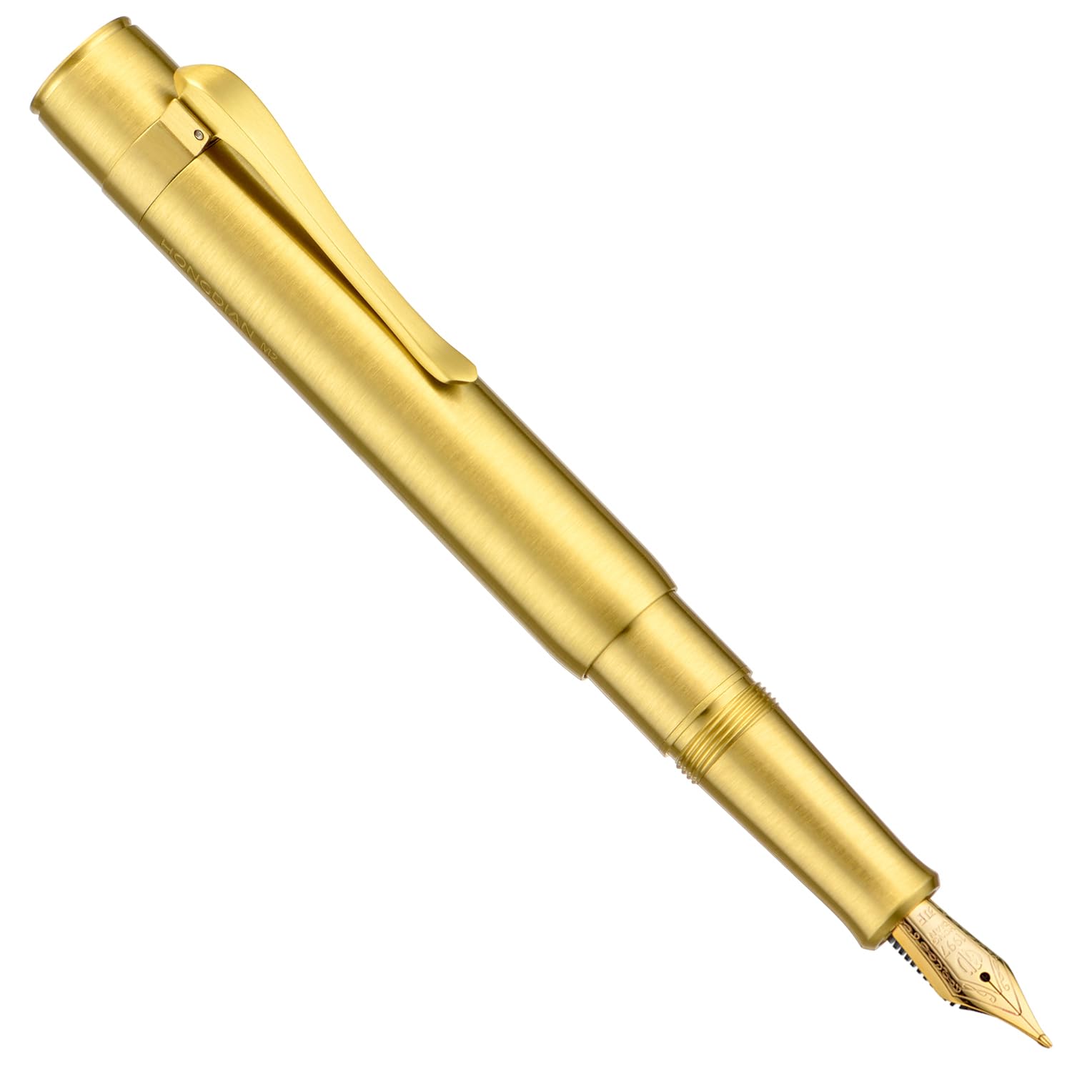 HONG DIAN M2 Black Forest Mini Fountain Pen, Long Blade Nib & Sleek Shape Brass Short Pocket Travel