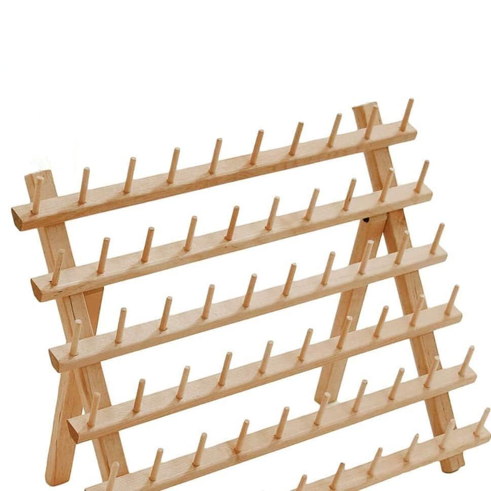 Threadnanny 60 Spools Thread Rack - Premium Birchwood Thread Storage Organizer Stand for Sewing