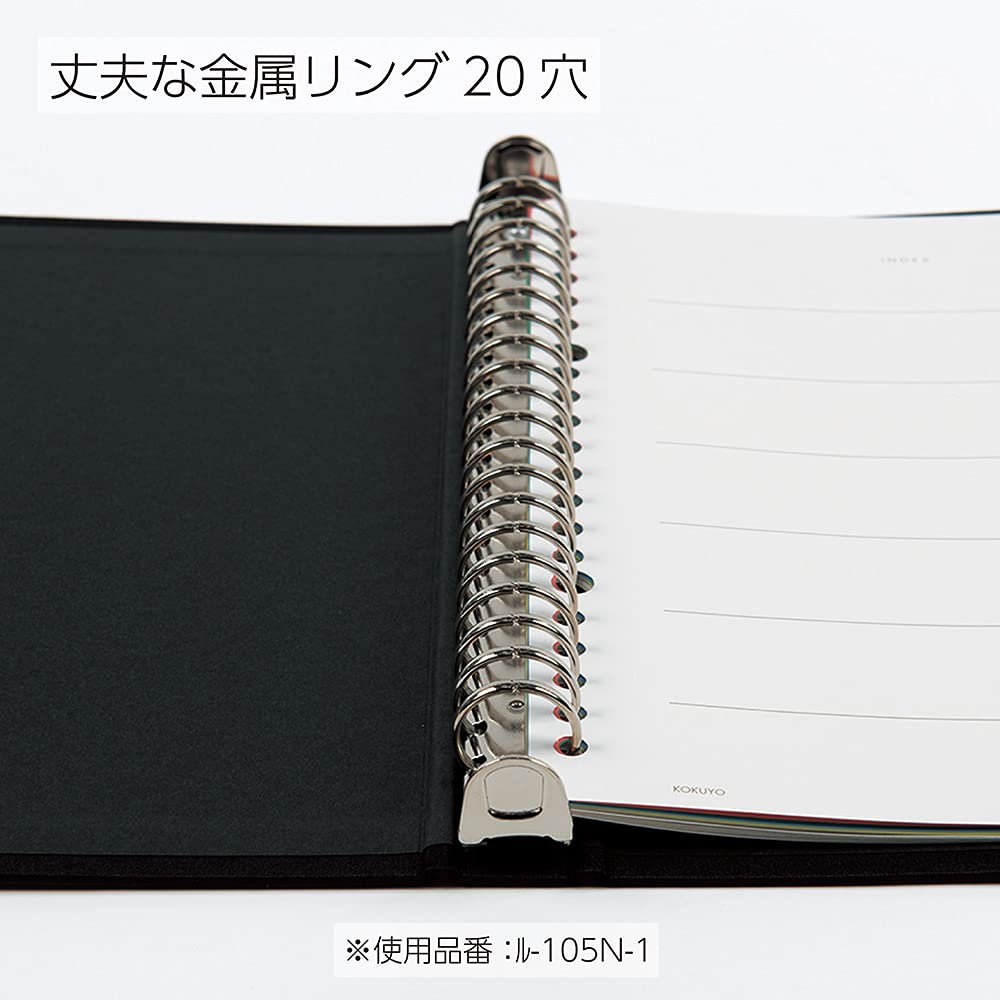 Kokuyo Color Palette Metal Round Ring Binder, A5-S, 20 Holes, Up to 100 Sheets, 5 Colorful Tab