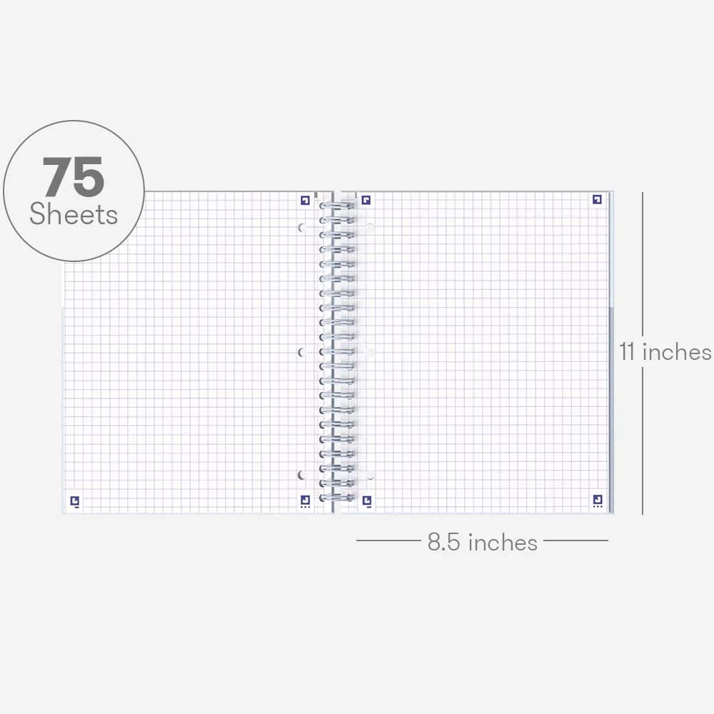 Hamelin 1 Subject, Graph Paper, Hard Cover Spiral Bound Grid Notebook, 4 Square Per Inch 150 Pages
