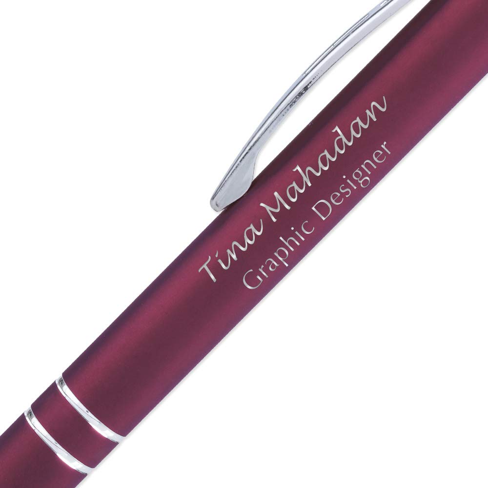 10 Custom Laser-Engraved Metal Ballpoint Gel Ink Pens - Free Personalization - Great for Birthdays
