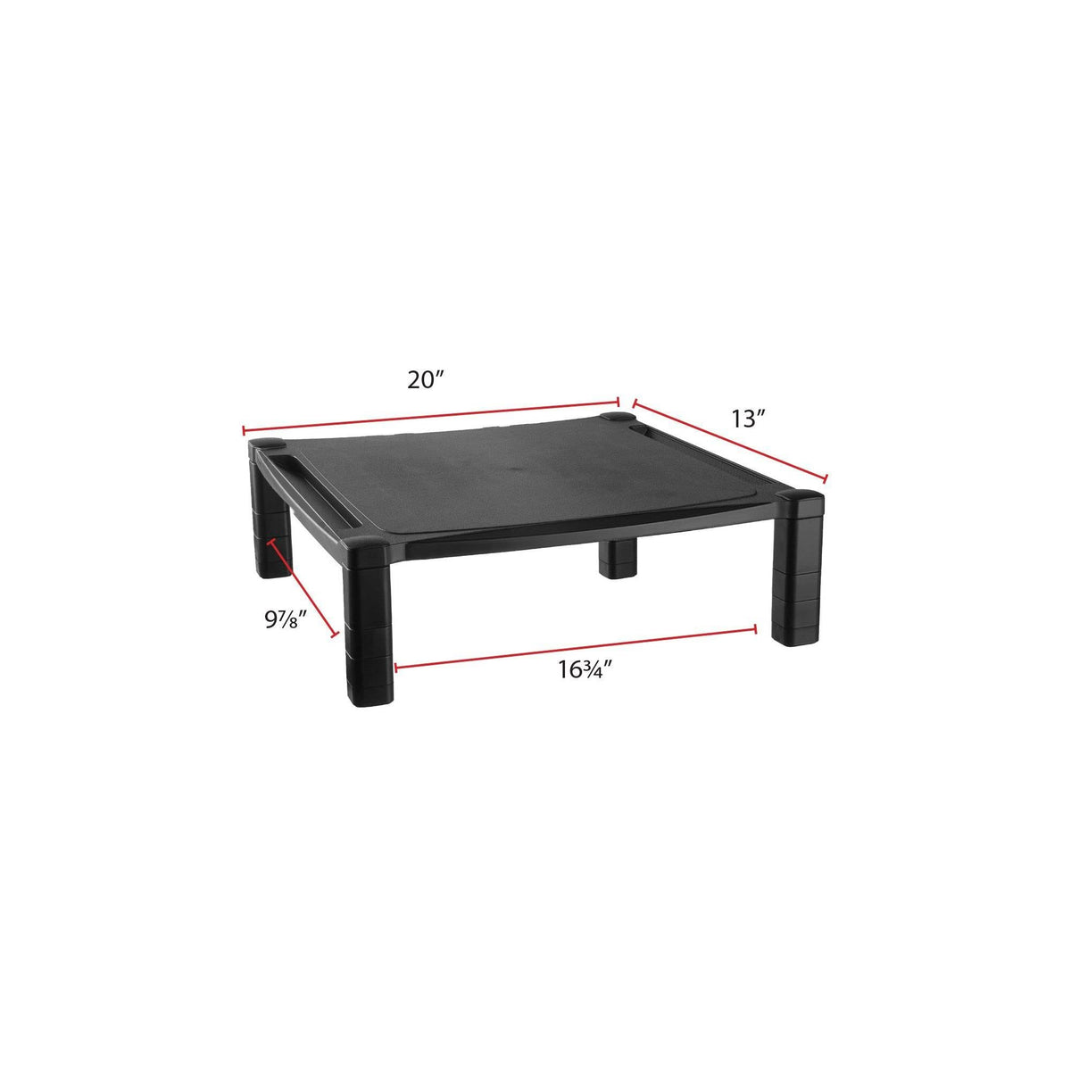 Kantek Extra Wide Single Level Height-Adjustable Monitor/Laptop Stand, 20-Inch Wide x 13.25-Inch