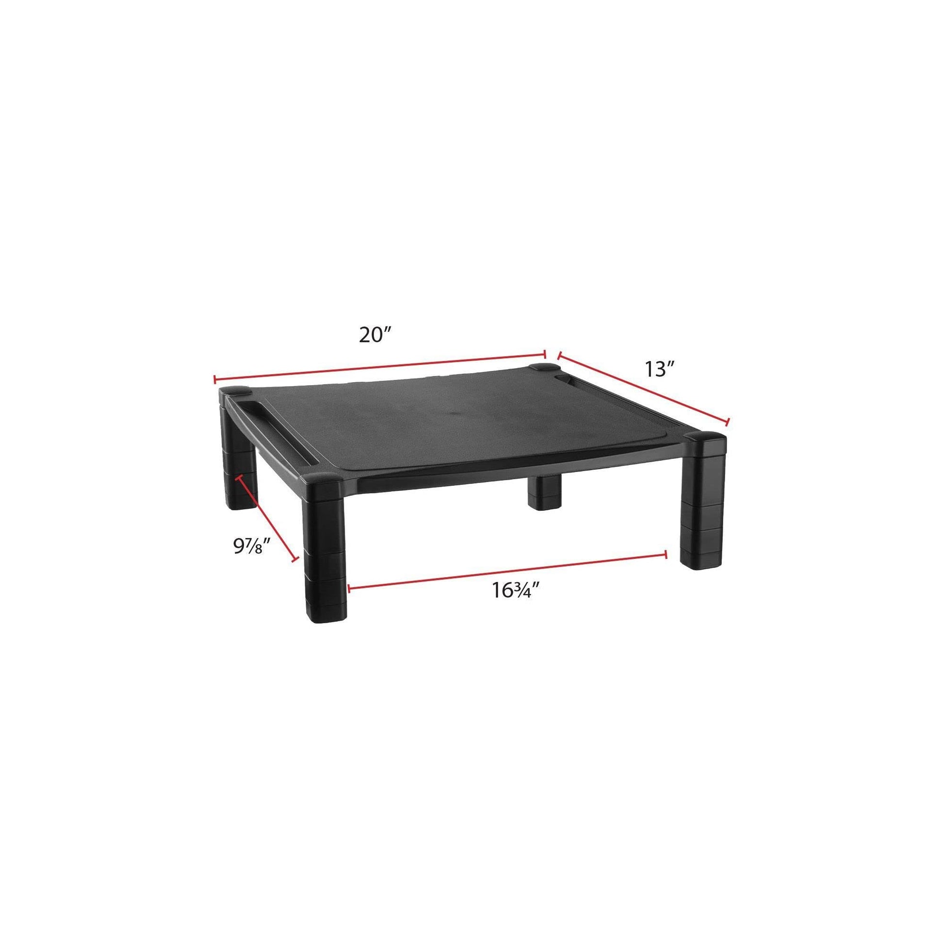 Kantek Extra Wide Single Level Height-Adjustable Monitor/Laptop Stand, 20-Inch Wide x 13.25-Inch