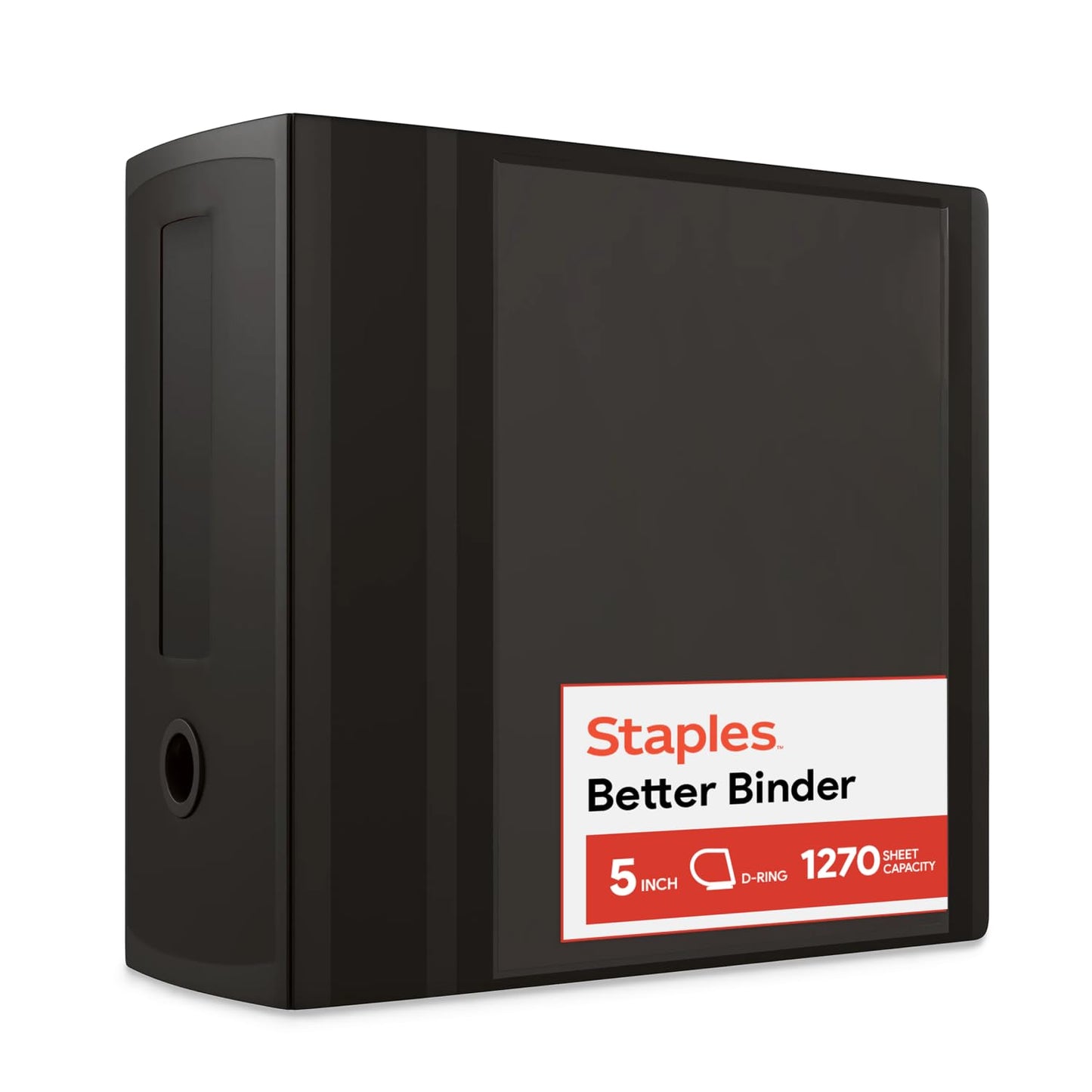 Staples Better Binder, 5 Inch D-Ring, Black, Reinforced Spine