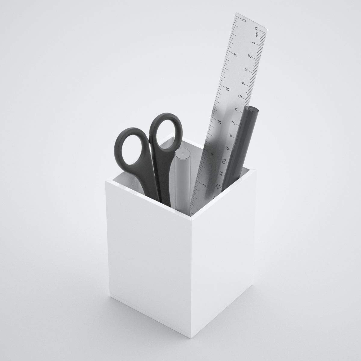 NIUBEE White Acrylic Pen Holder 4 Pack, Desktop Pencil Cup Stationery Organizer for Office Desk