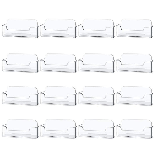 Qizpcer 16 Pack Clear Desktop Business Card Holder Display, Plastic Business Card Stand for Office