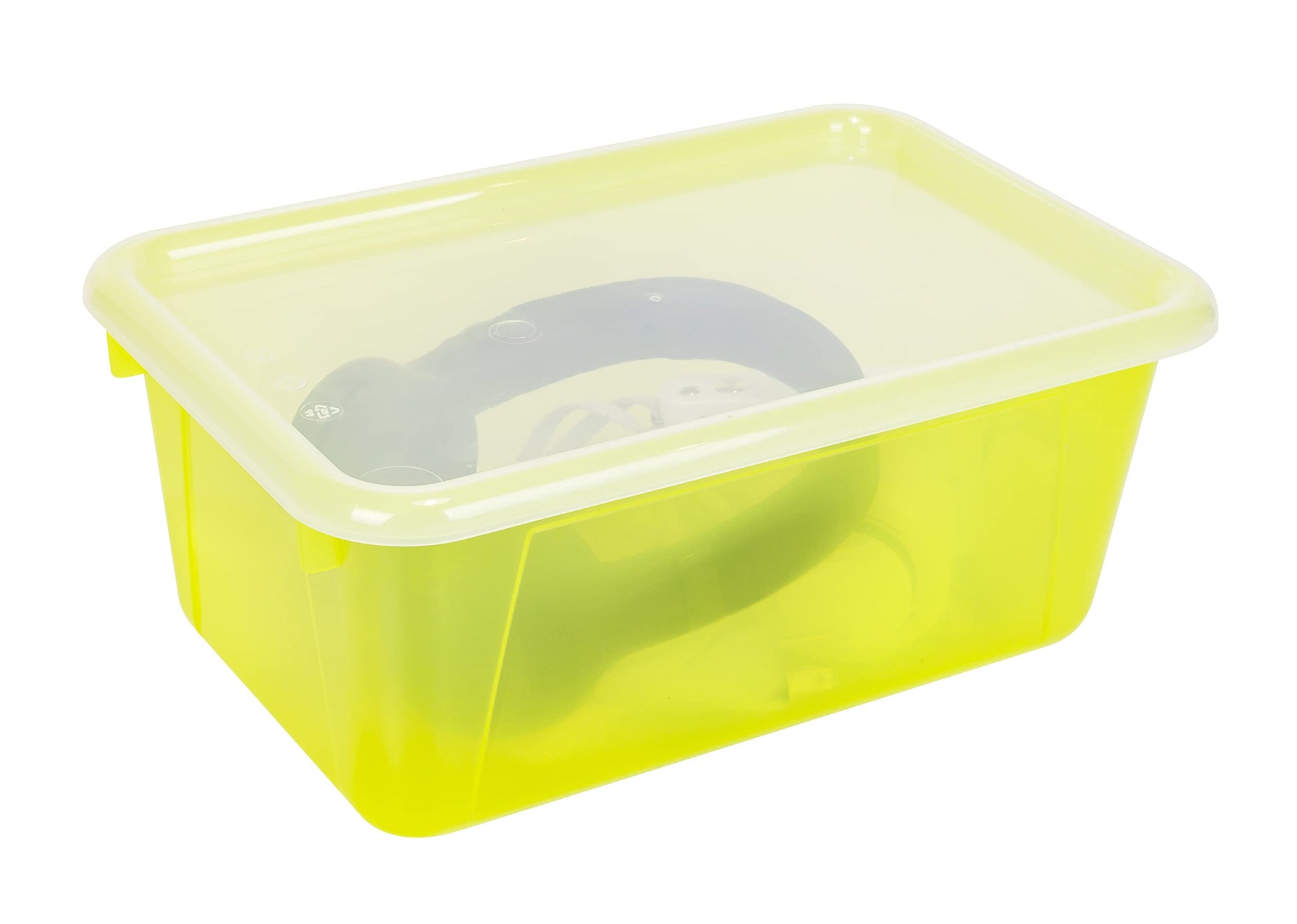 Storex Small Cubby Bins – Plastic Storage Containers for Classroom with Non-Snap Lid, 12.2 x 7.8 x