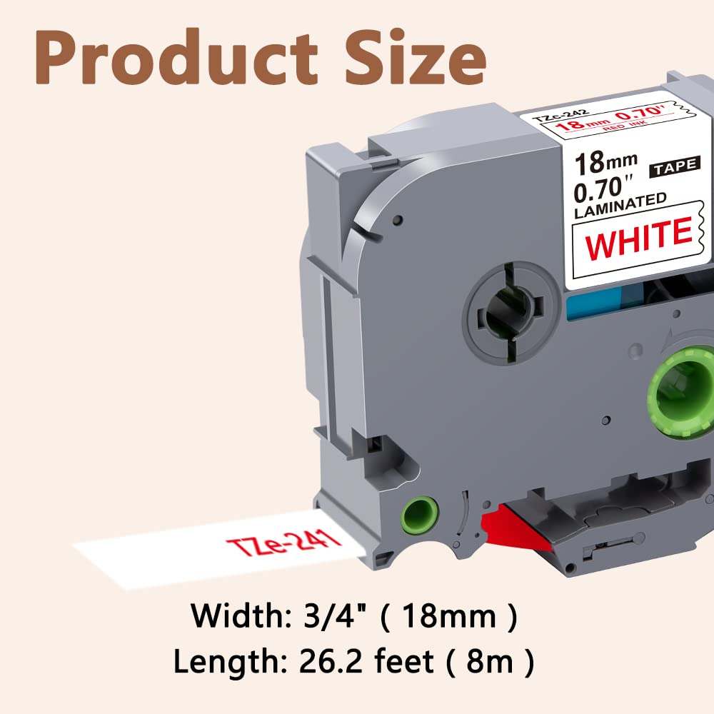 Hehua TZ242 3PK Compatible for Brother 18mm Label Maker Tape Red on White
