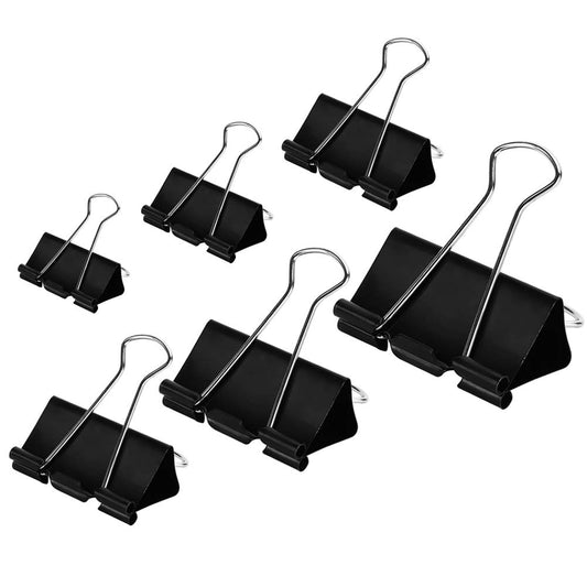 DSTELIN Binder Clips Paper Clamps Assorted Sizes 100 Count (Black), X Large, Large, Medium, Small