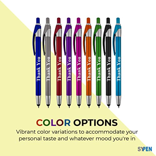 Thank You Greeting Gift Stylus Pens for Touchscreen Devices 100 Pack - 2 in 1 Combo Pen - for