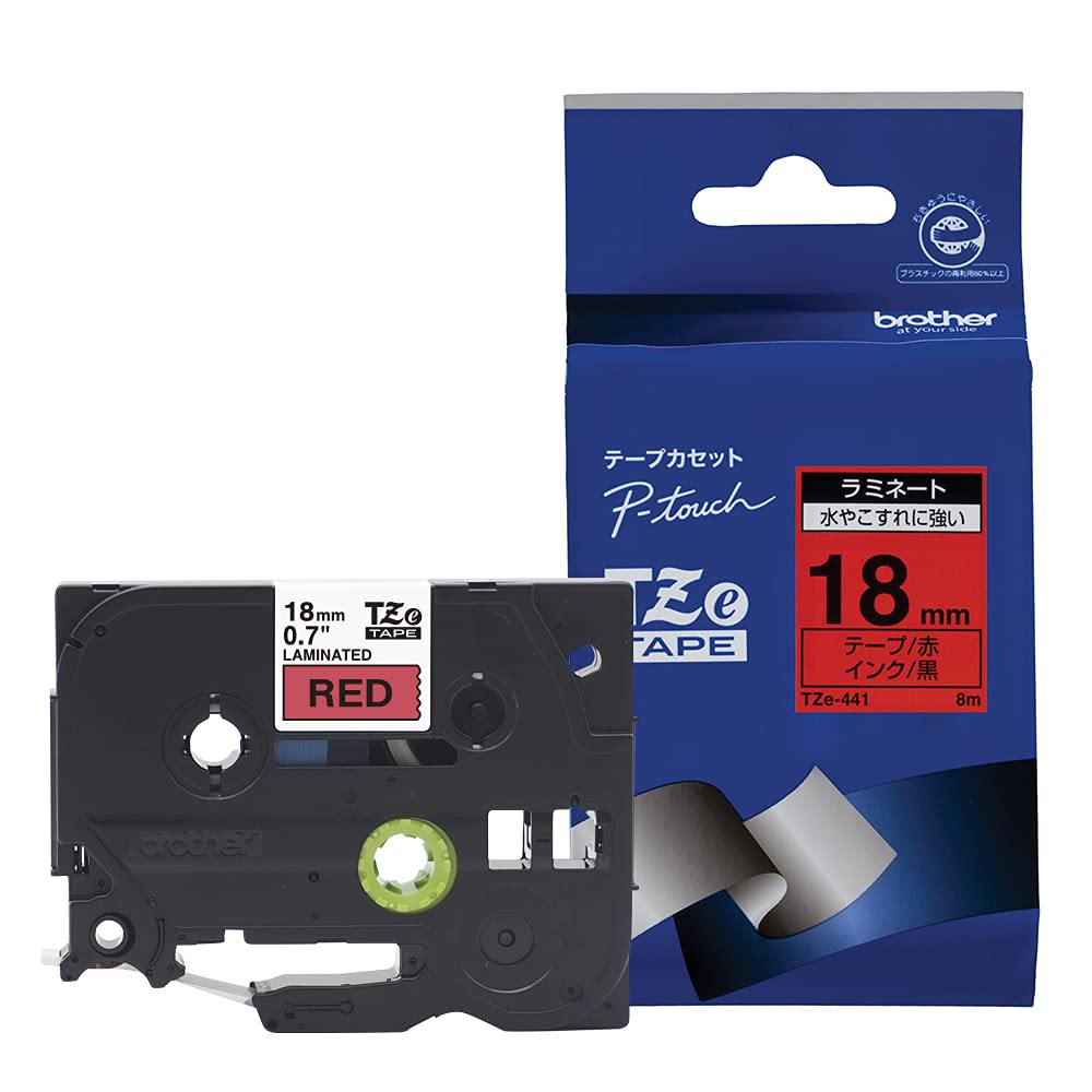 Brother Genuine P-Touch TZE-441 Tape, 3/4" (0.7") Wide Standard Laminated Tape, Black on Red