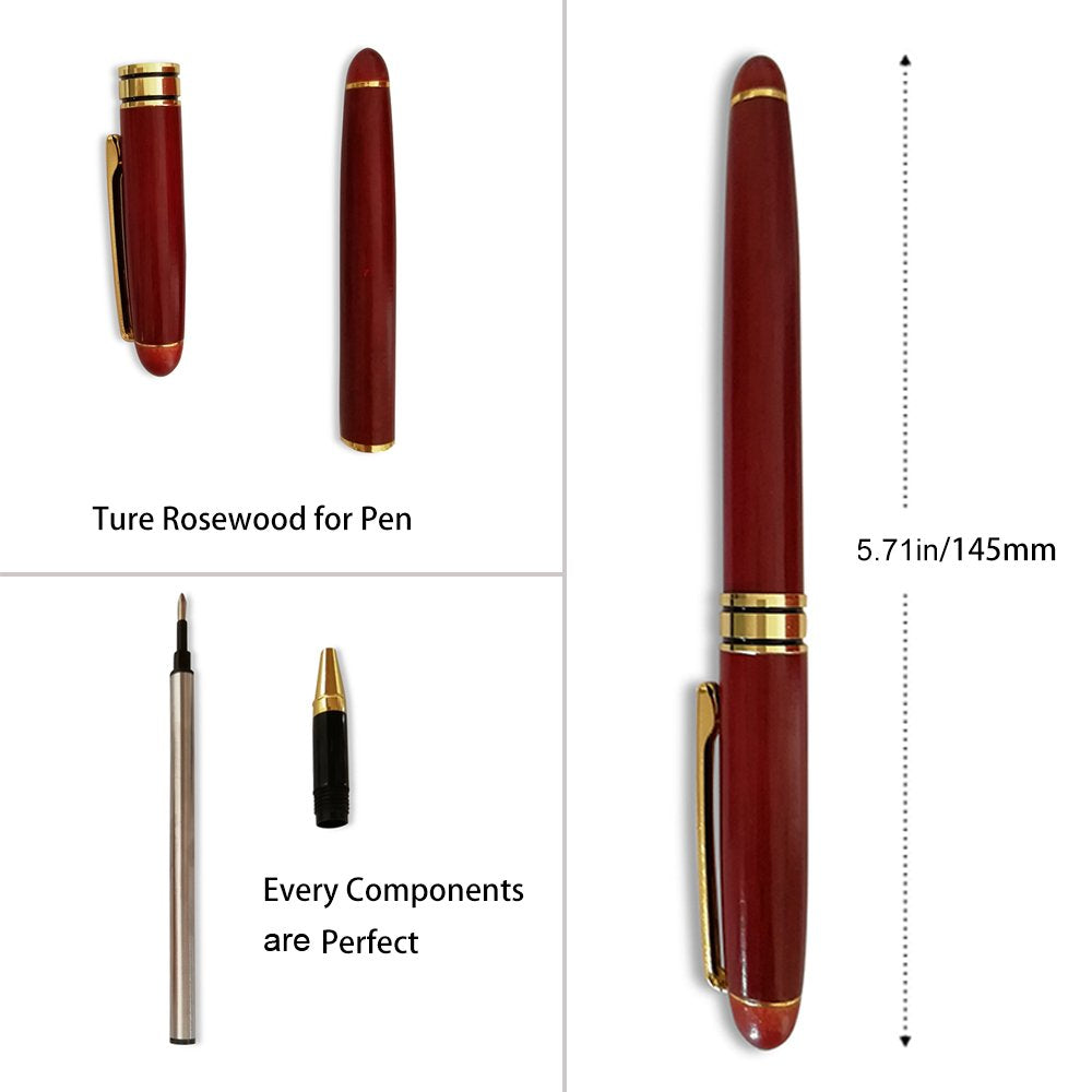 3 Pcs Wooden Pens Set with Gift Case/Best Writing Fountain Fancy Ballpoint Pen and Luxury Gel Pen