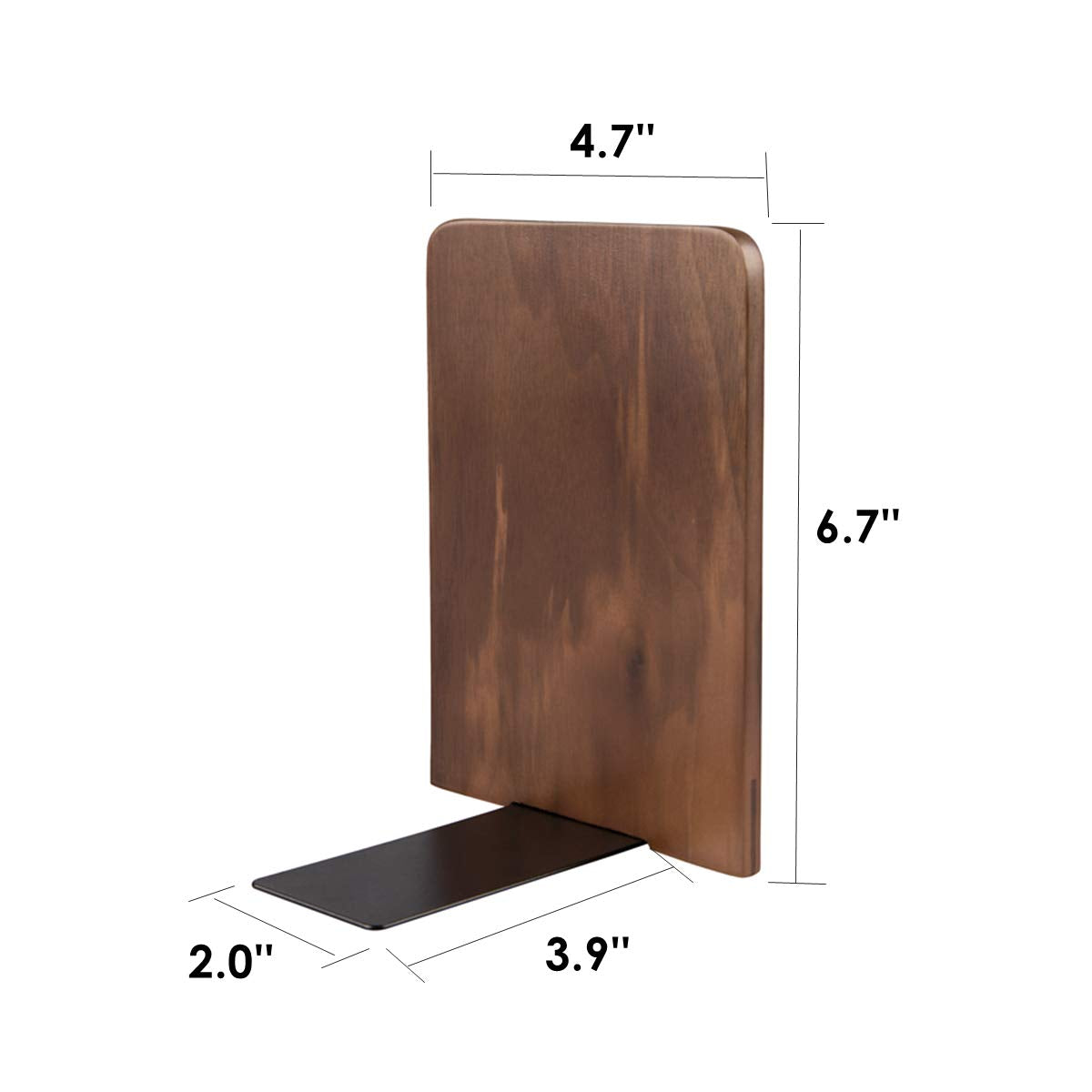 Pandapark Wood Bookends,Non-Skid Bookend for Shelves,Heavy Duty Bookends,Book Stand for Books/CDs,1