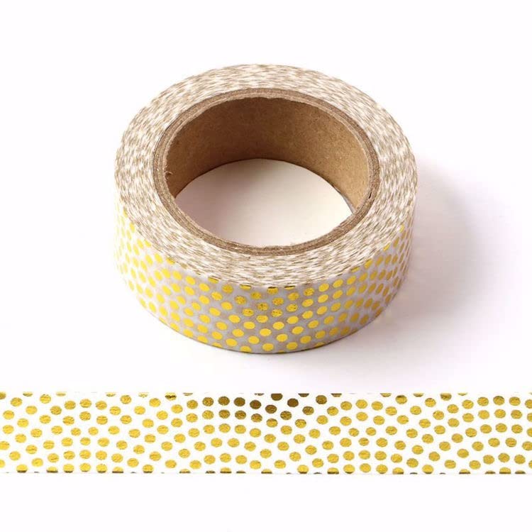 CIAIJE Anomaly Foil Dots Washi Tape, 5/8" x 393 Inches (15mm x 10M), Craft Supplies for