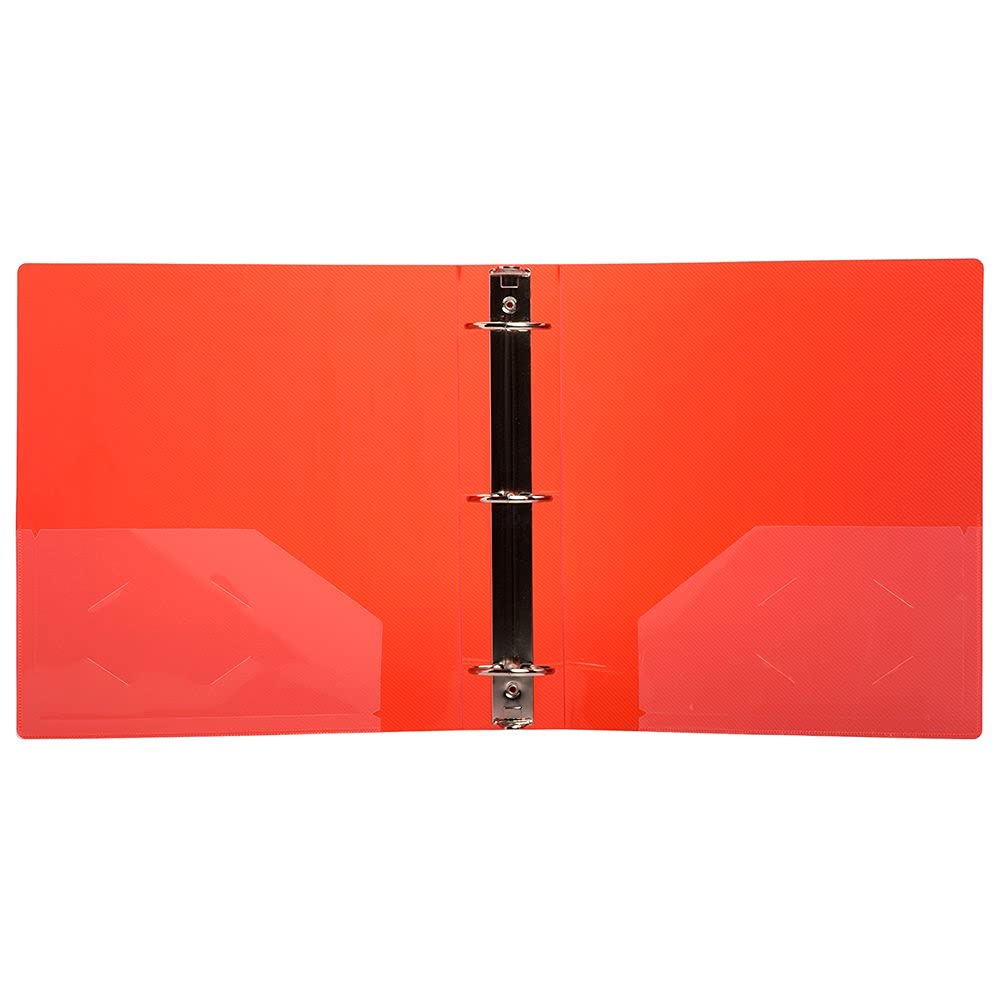 JAM PAPER Plastic 2 inch Binders - Assorted 3 Ring Binders (Red, Blue, Green & Orange) - 4/Pack