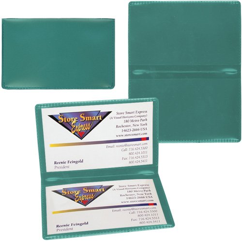 STORE SMART - Metallic Green Folding Business Card Holders - 25 Pack - Polypropylene Plastic
