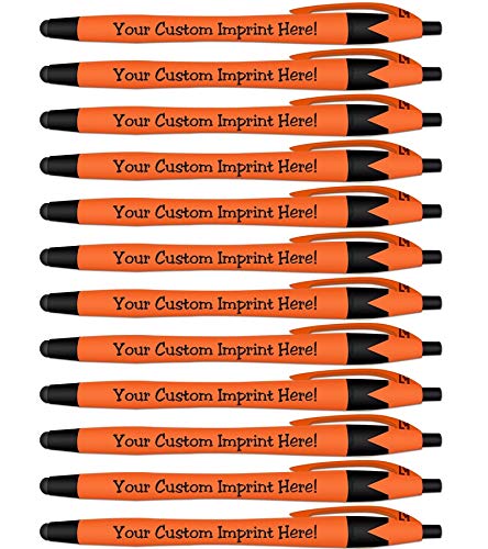 Rubberized Soft Touch Personalized Ink Pens with Stylus - Jewel - Click action - Custom - Black