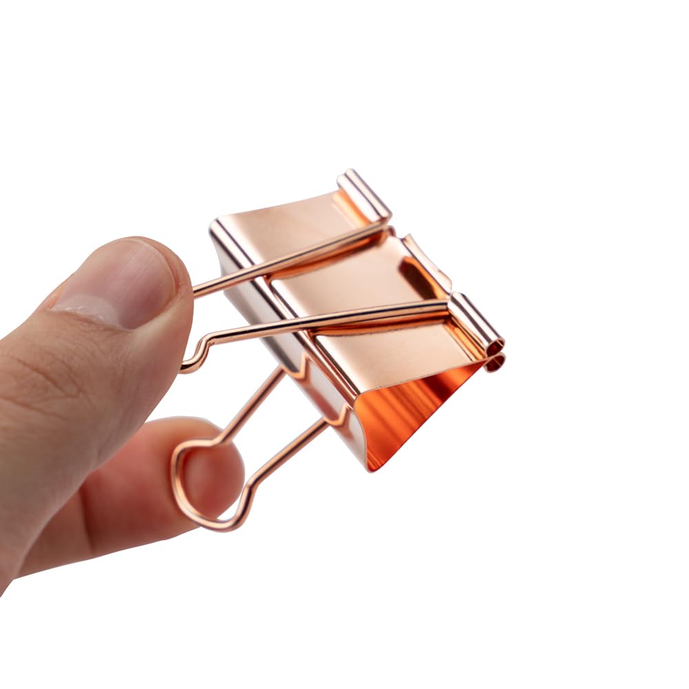 JAM PAPER Colorful Binder Clips - Large - 1 1/2 Inch (41 mm) - Rose Gold Binderclips - 12/Pack
