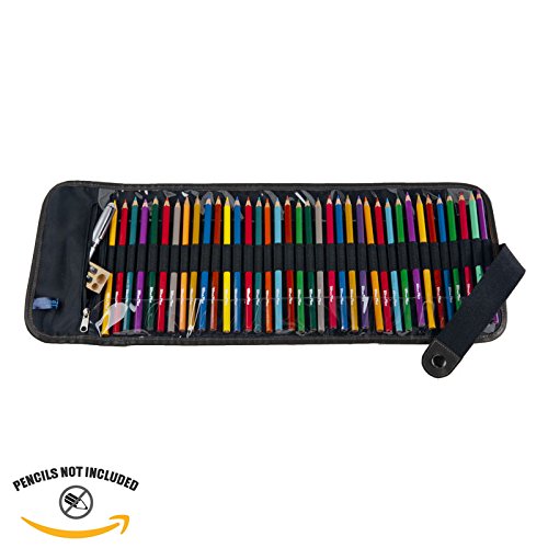 Speedball Art Products 359360 Canvas Pencil Case Roll-Up, Black W/Black Trim, Holds up to 36 Pencils