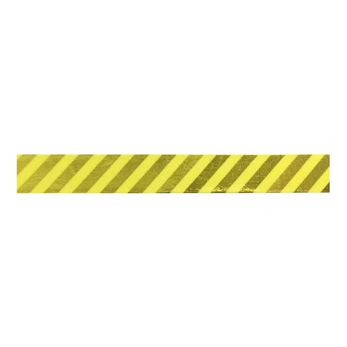 Wrapables Colorful Washi Masking Tape, Metallic Gold Diagonal Stripes on Yellow