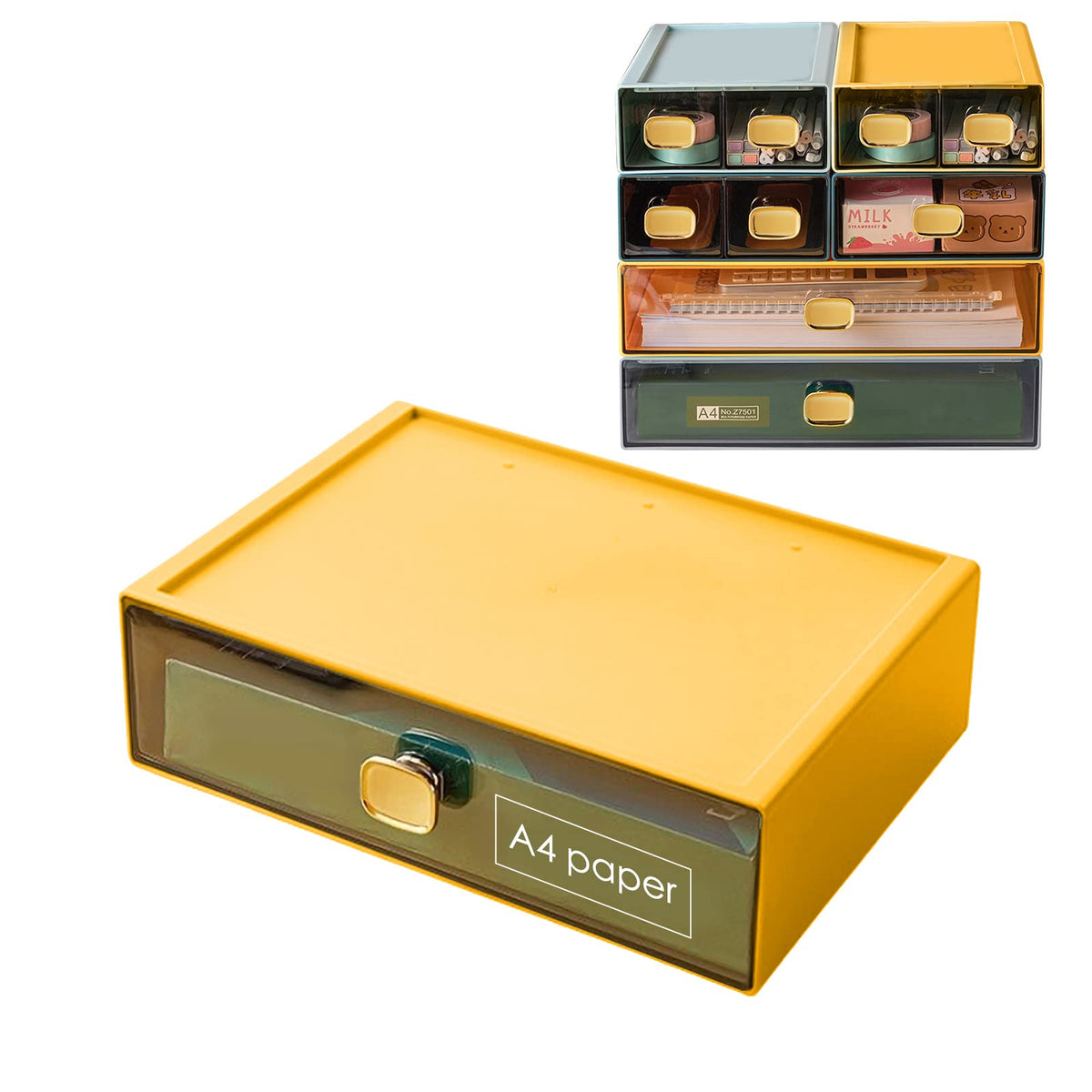 DETEIN Stackable Desk Drawer Organizer 13''x9''x3.3'' Desktop Paper Organizer for Printer Paper