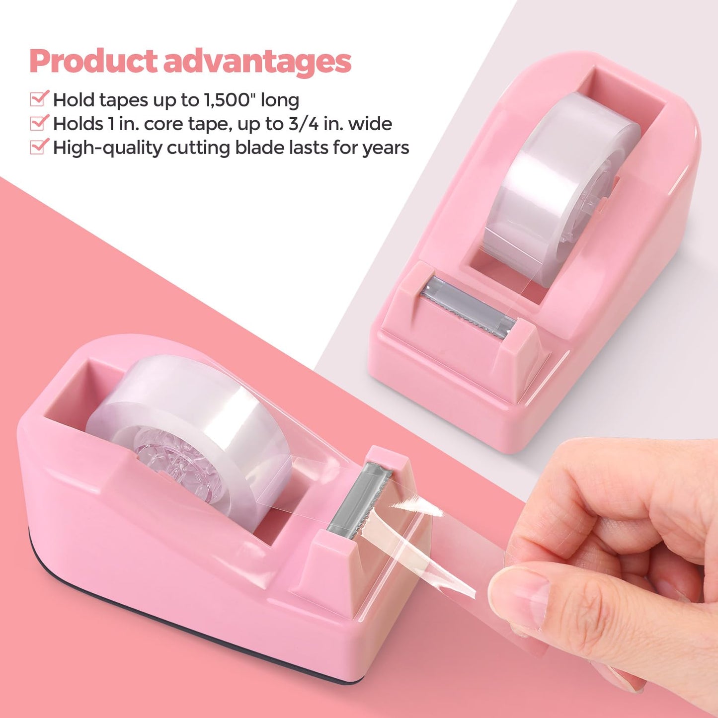 SKYDUE Pink Office Supplies Set, Pencil Holder for Desk,Gel Pen, Stapler, Tape Dispenser