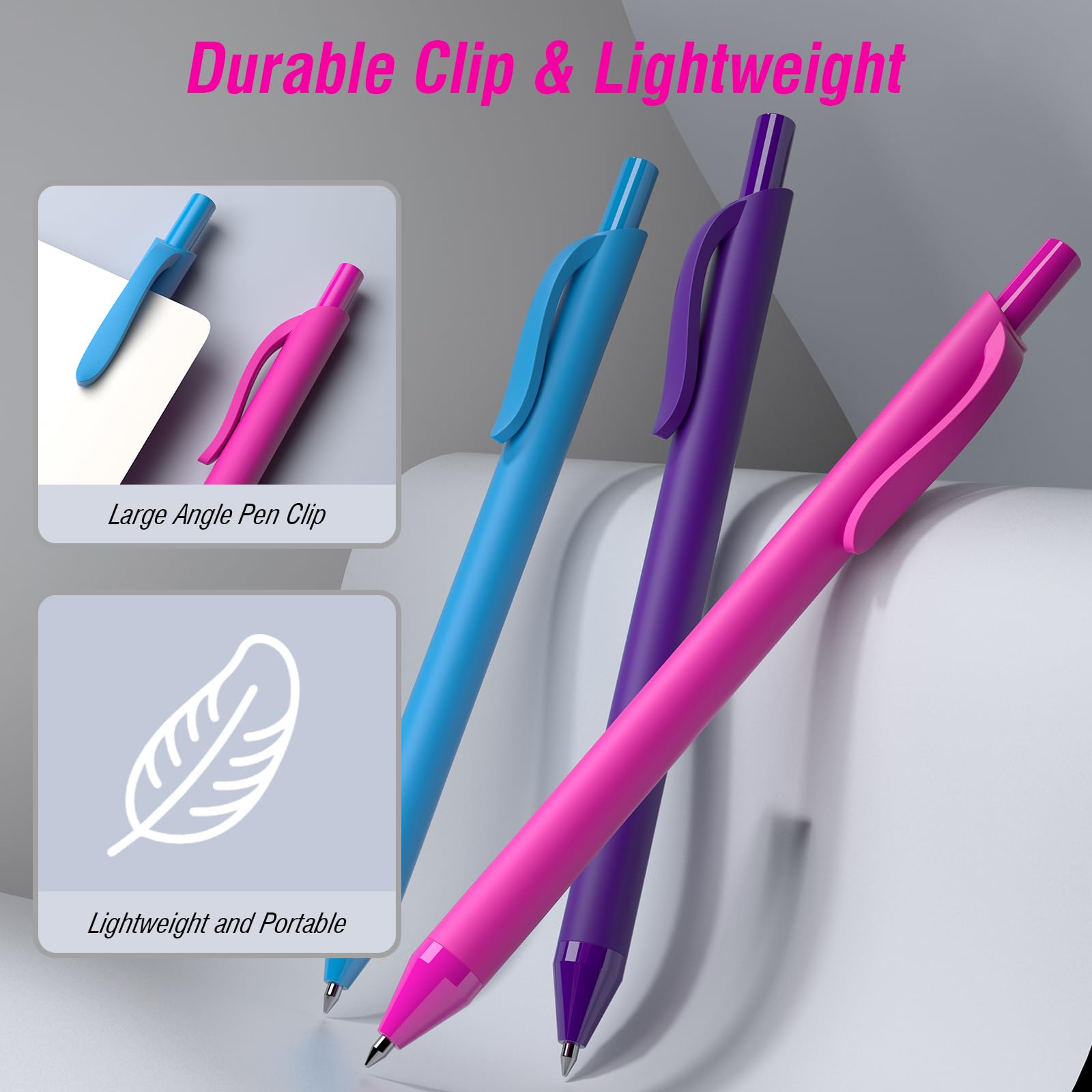 InkSlick Pink Ink Pens Bulk 50 Pack 1.0mm Ballpoint Pen for Smooth Writing