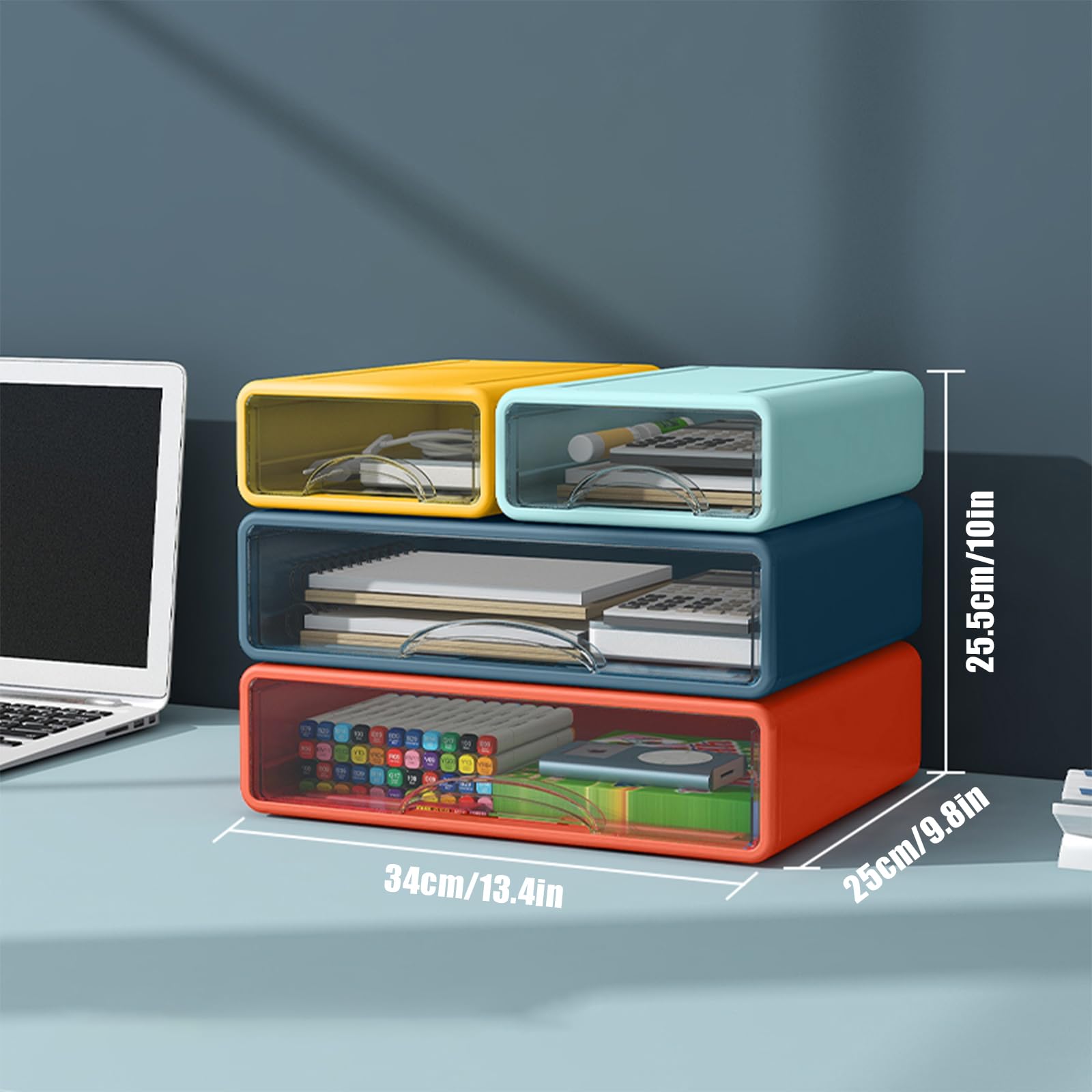 Desk Organizer with Drawers, Stackable Storage Drawers with Compartments Desktop Organization for