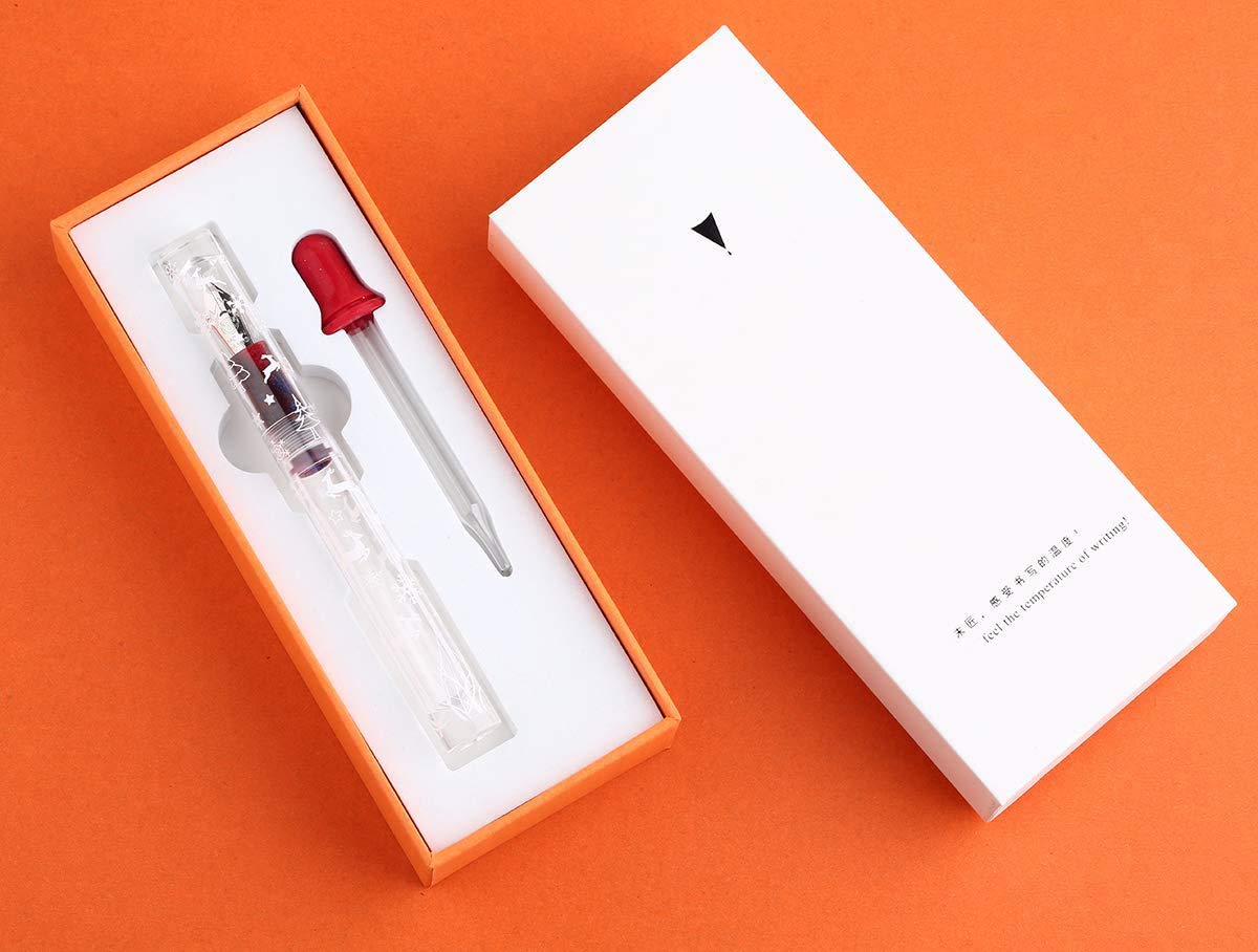 erofa C1 Snowflake Eyedropper Fountain Pen Extra Fine Nib, Double Ink Filling System with Original