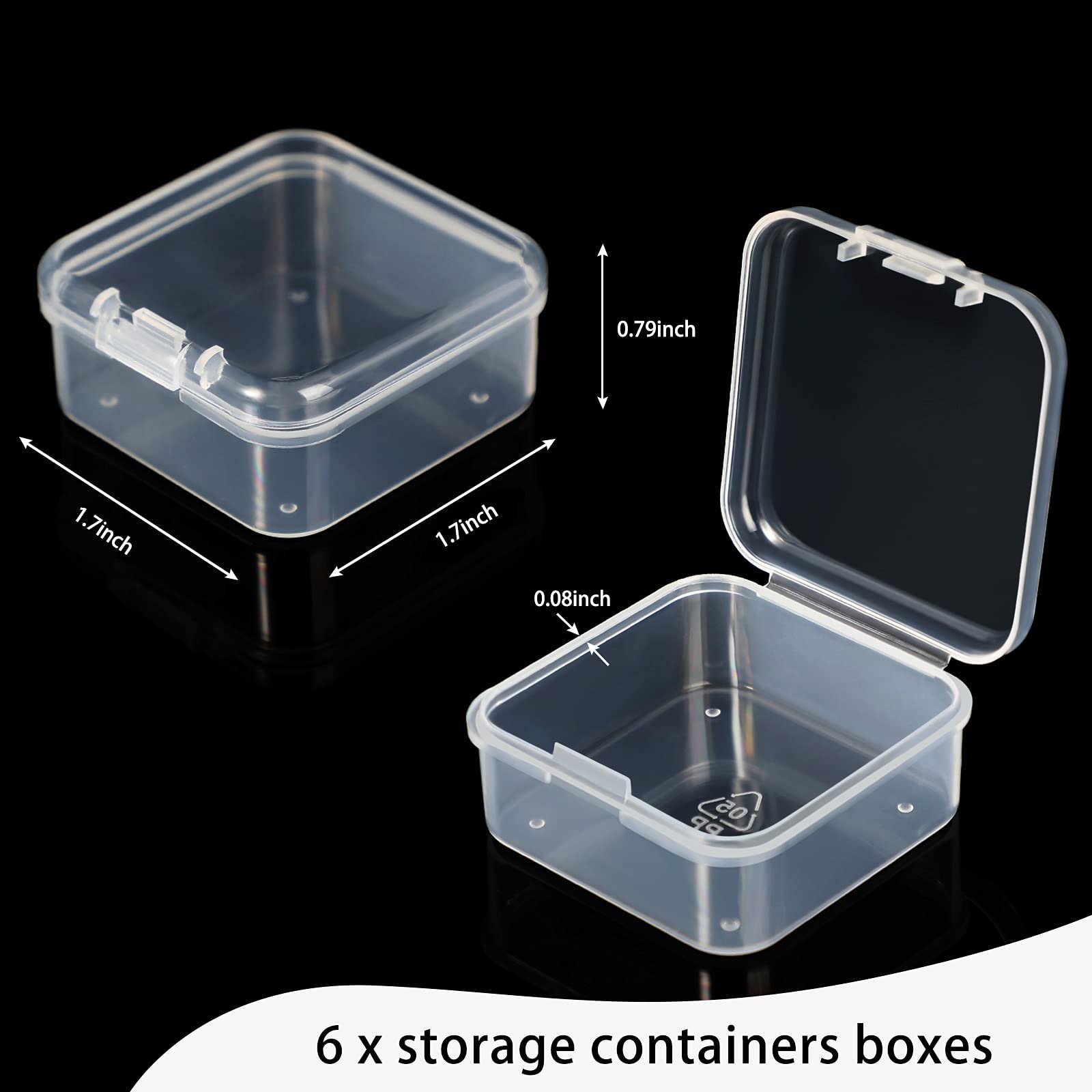 Jetec 120 Pieces Small Clear Plastic Storage Box, 1.7 x 1.7 x 0.8 Inch