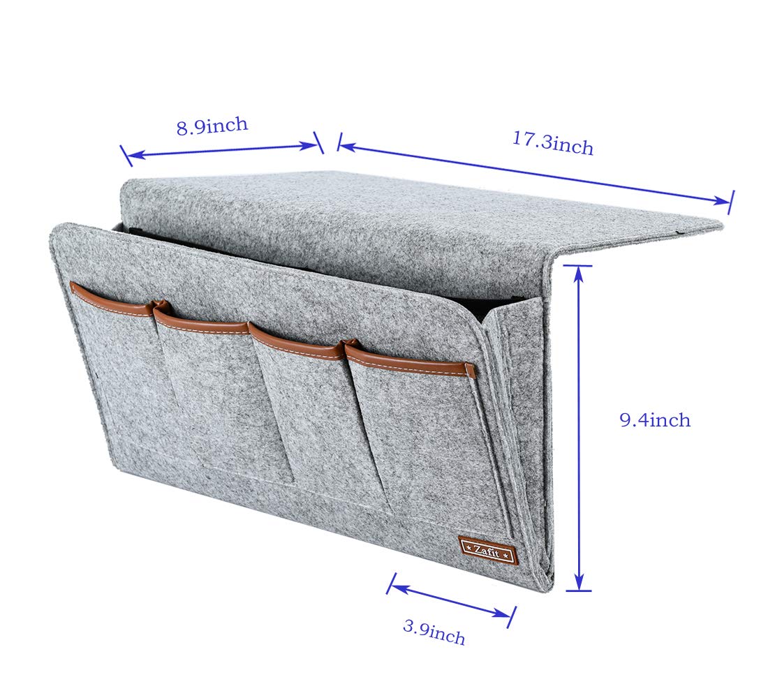Zafit Bedside Caddy, Large Size Storage Organizer with 7 Pockets for Magazine, Remotes, Phone