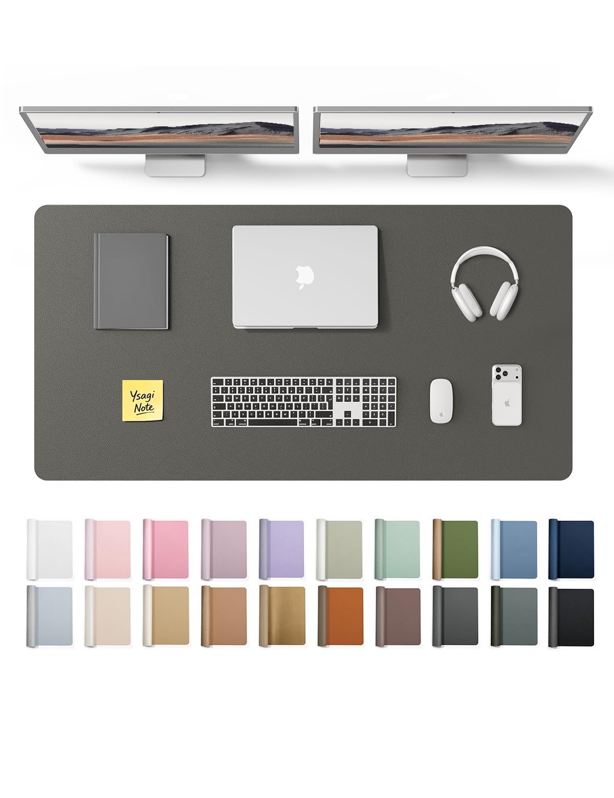 YSAGi Leather Desk Protector, Office Mat, Large Mouse Mat, Non-Slip PU Leather Blotter, Laptop Desk