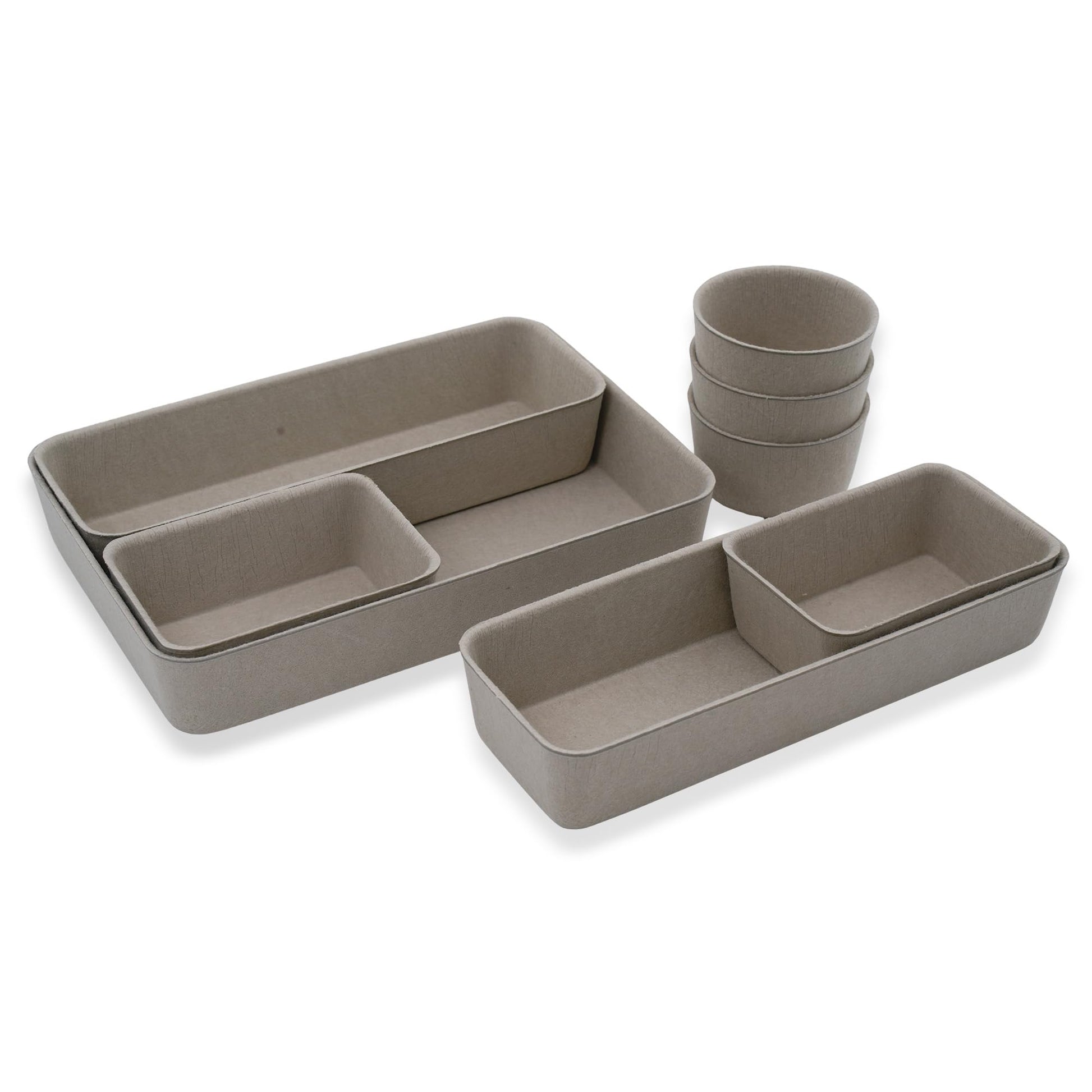 Welaxy 8pc Stone Office Desk Drawer Organizer Tray Felt Shallow Box Divider